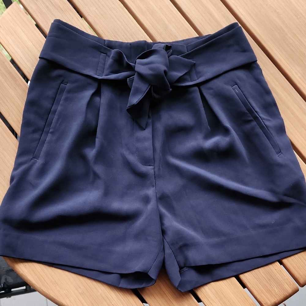 Navy Women's Shorts with Bow Detail